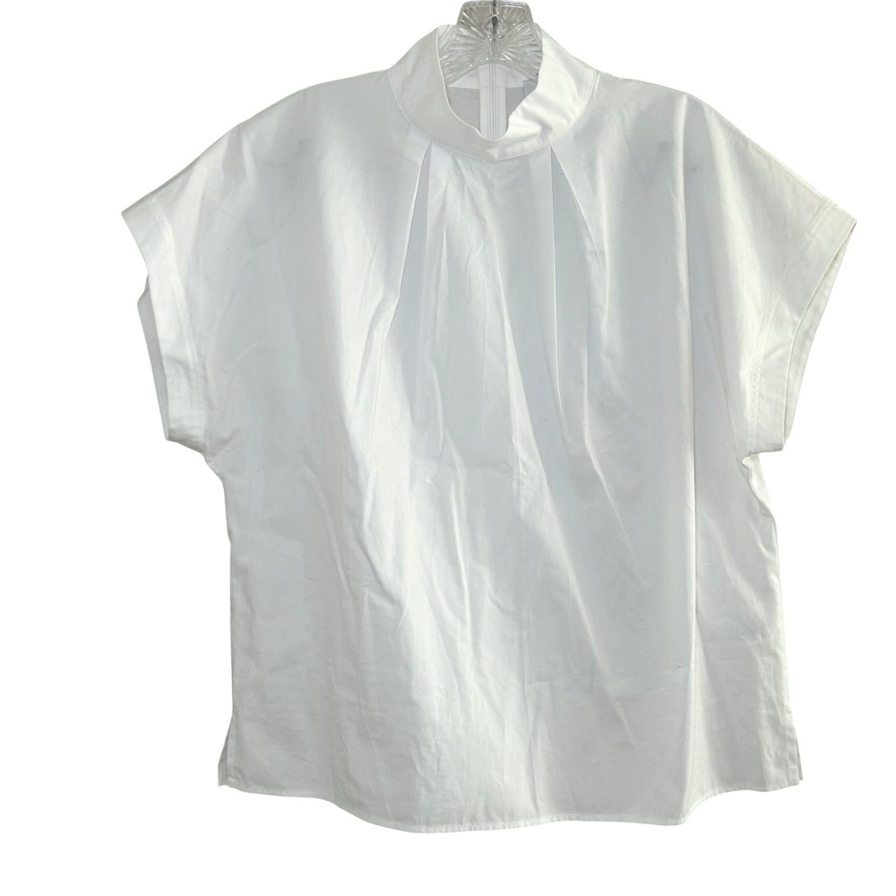 G. Label by Goop Goetz white Cotton Mock Neck Blouse Size 4 Classic minimal work